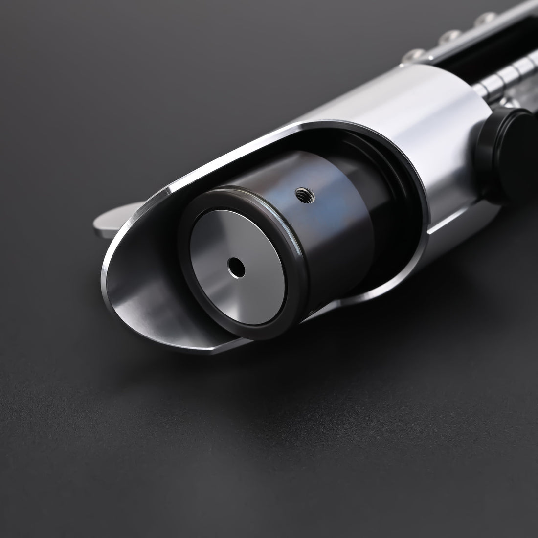 Star Lightsaber from Novasaber, showcasing a sleek, metallic hilt with a radiant blue blade, designed for precision and elegance, evoking a sense of power and refinement.