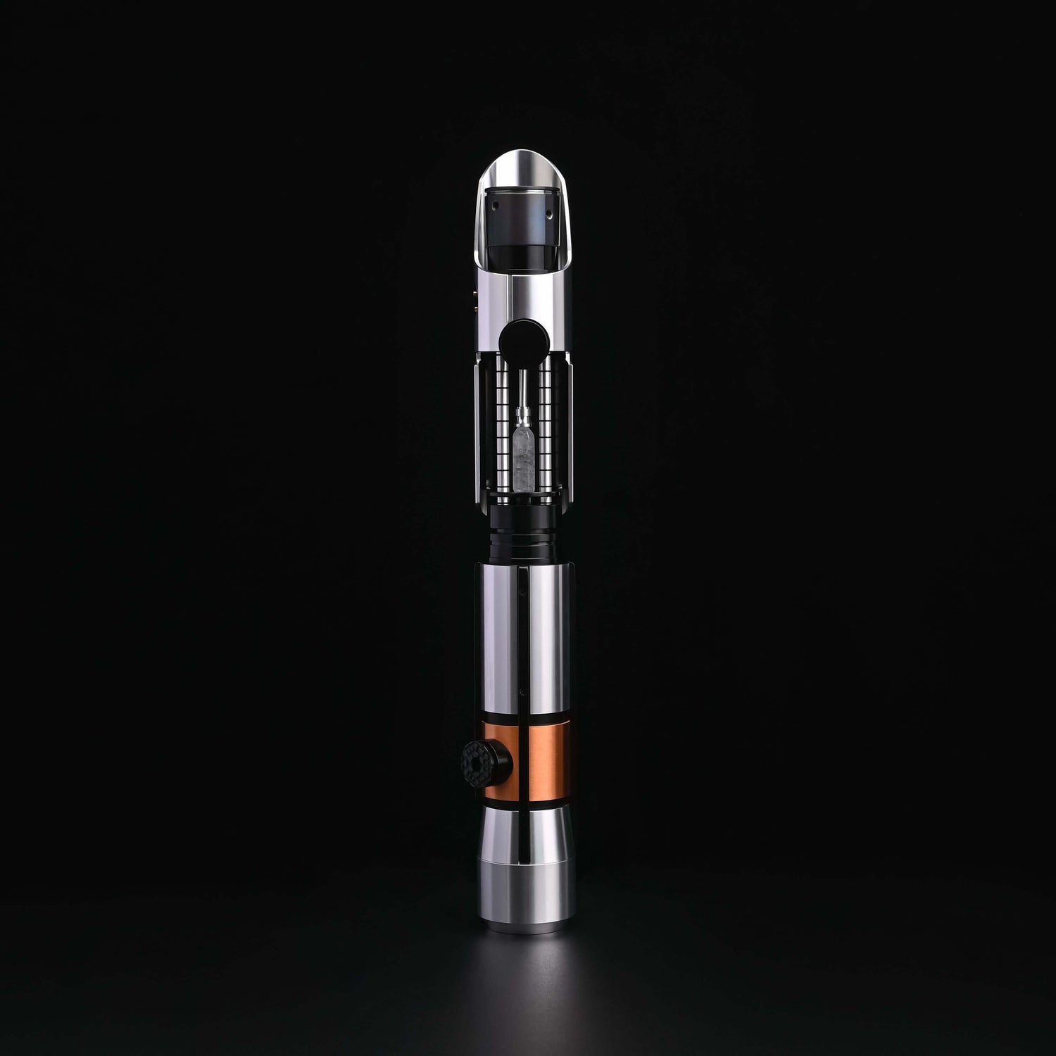 Star Lightsaber from Novasaber, showcasing a sleek, metallic hilt with a radiant blue blade, designed for precision and elegance, evoking a sense of power and refinement.