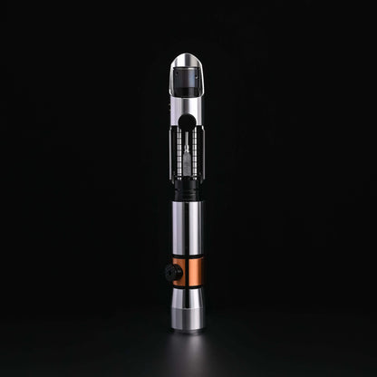 Star Lightsaber from Novasaber, showcasing a sleek, metallic hilt with a radiant blue blade, designed for precision and elegance, evoking a sense of power and refinement.
