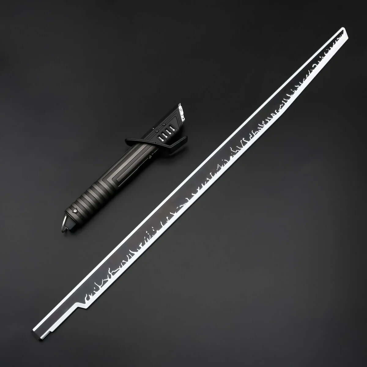 Darksaber Blade showcasing MANDO Neopixel Blade with sleek design, compatible with MANDO Neopixel or Proffie.