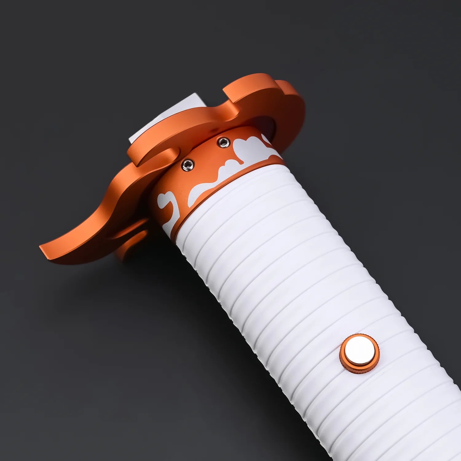 NovaSaber Demon Slayer Saber inspired by Kyojuro Rengoku, featuring a flame gold hilt, vibrant red and gold flame-shaped guard, and dynamic lighting and sound effects for immersive dueling and cosplay