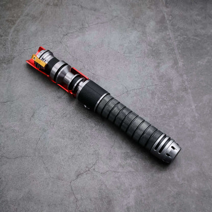 Naruto Lightsaber: Frosted aluminum alloy hilt with red grip, 32&quot; or 36&quot; removable polycarbonate blade, Baselit, Neopixel, or Proffie core options, 12 blade colors, 4–9 blade effects, 16–27 preinstalled soundfonts, ideal for cosplay and dueling.