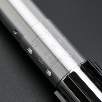 Skywalker SE Lightsaber from Novasaber, featuring a sleek silver hilt with black leather wrapping and a vibrant blue blade, inspired by the legendary Skywalker legacy from Star Wars.