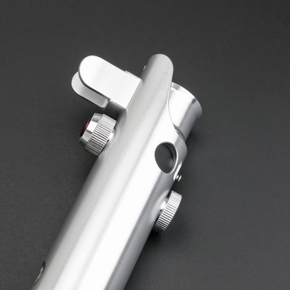 Skywalker SE Lightsaber from Novasaber, featuring a sleek silver hilt with black leather wrapping and a vibrant blue blade, inspired by the legendary Skywalker legacy from Star Wars.