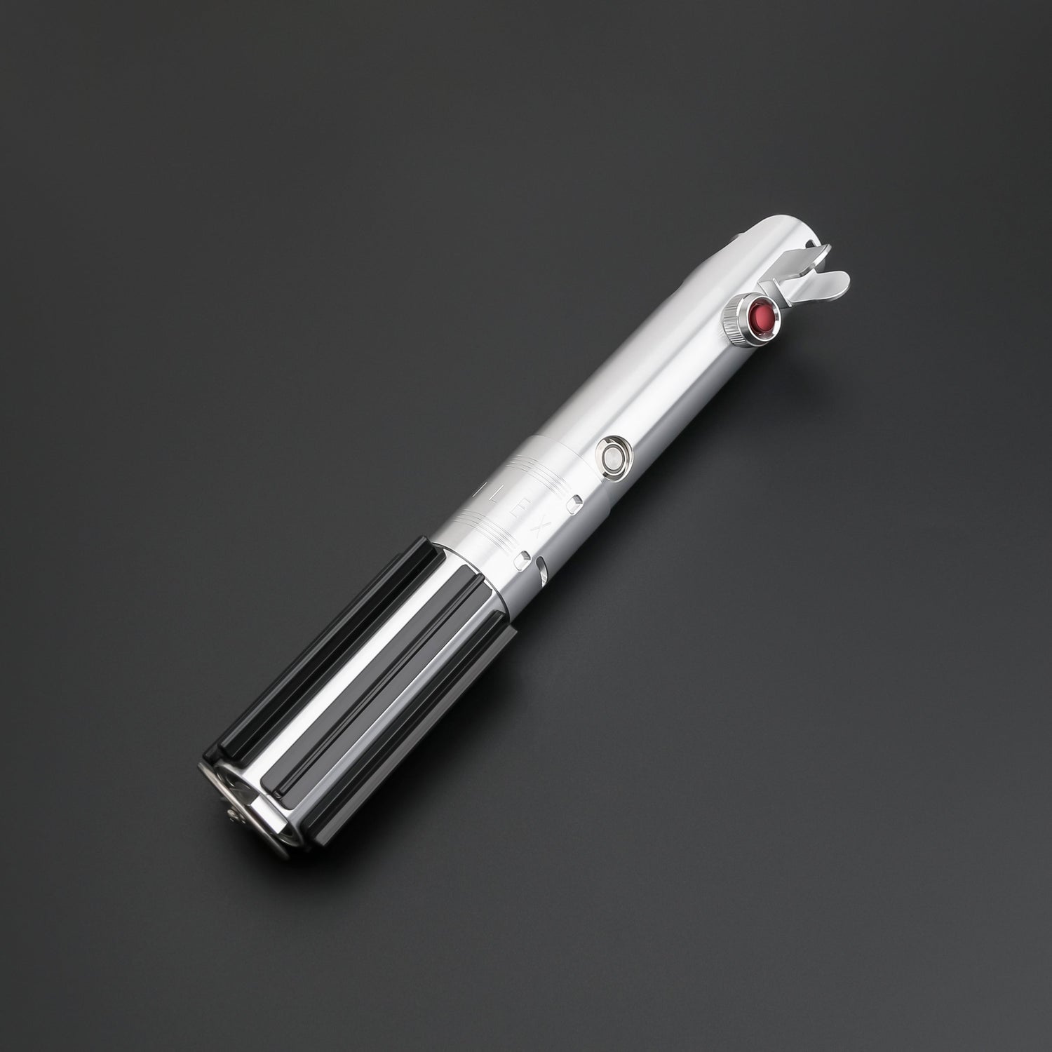 Skywalker SE Lightsaber from Novasaber, featuring a sleek silver hilt with black leather wrapping and a vibrant blue blade, inspired by the legendary Skywalker legacy from Star Wars.