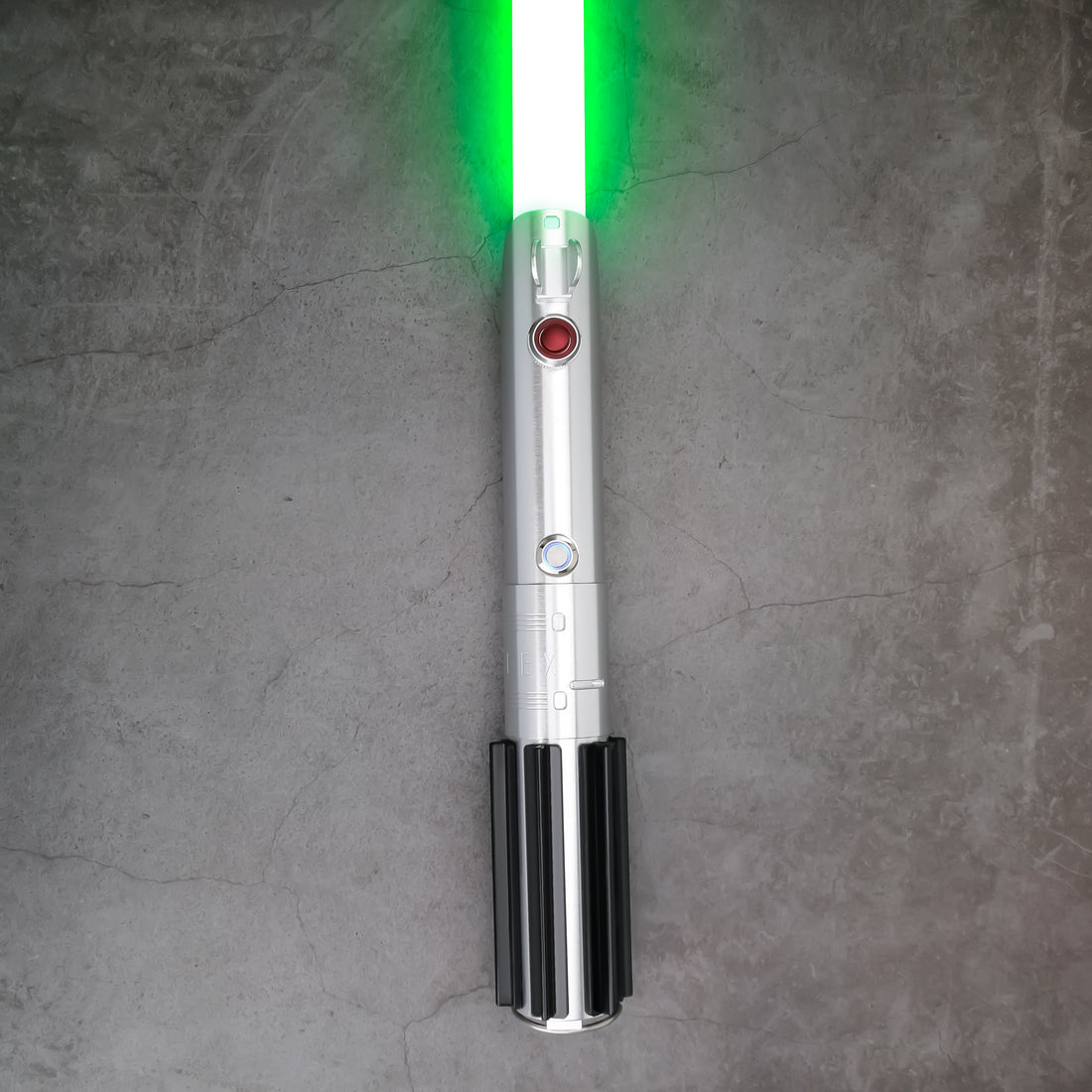 Skywalker SE Lightsaber from Novasaber, featuring a sleek silver hilt with black leather wrapping and a vibrant blue blade, inspired by the legendary Skywalker legacy from Star Wars.