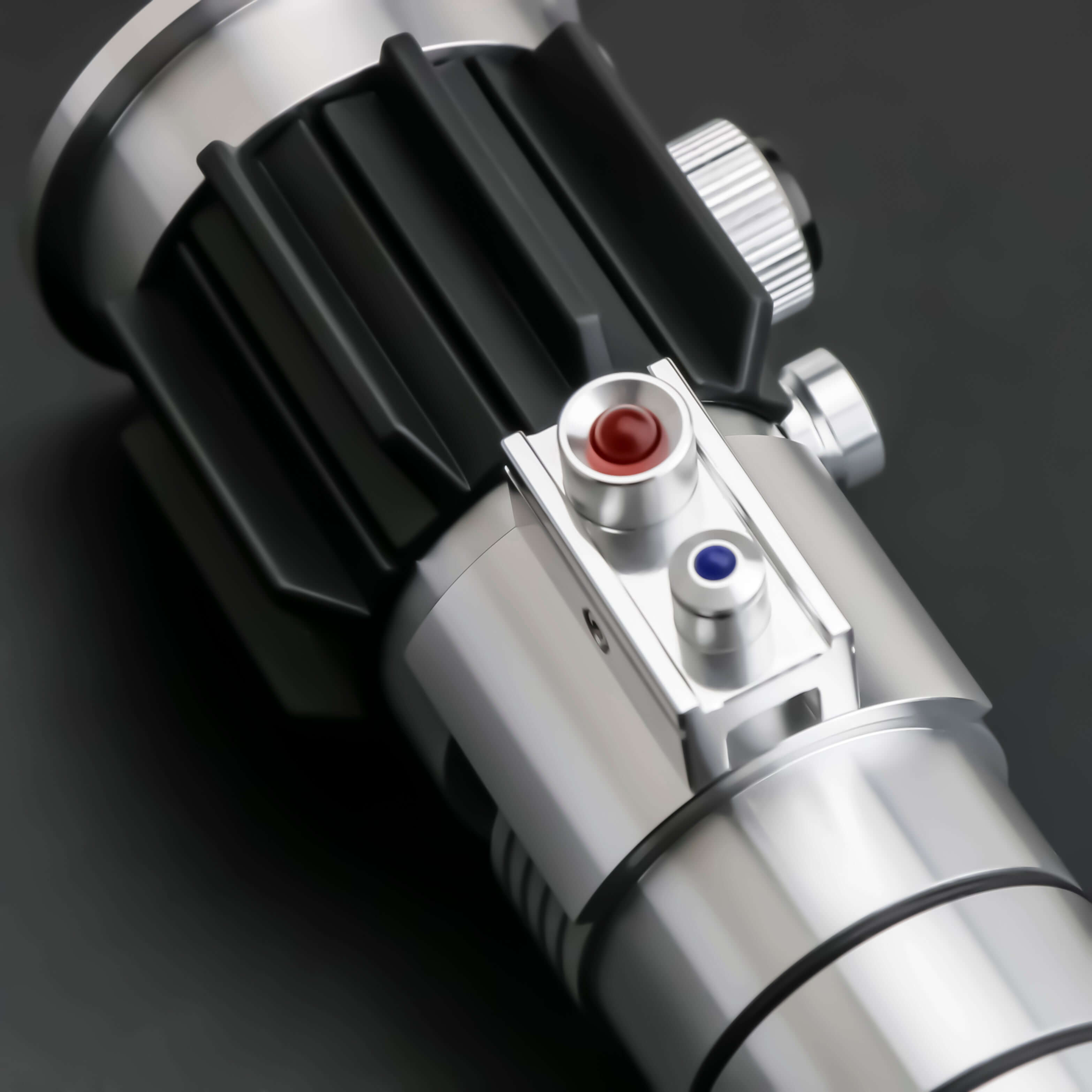 Mara Jade Lightsaber from Novasaber, featuring a sleek, crimson blade and a detailed, silver hilt with elegant design accents, inspired by the iconic Star Wars character.