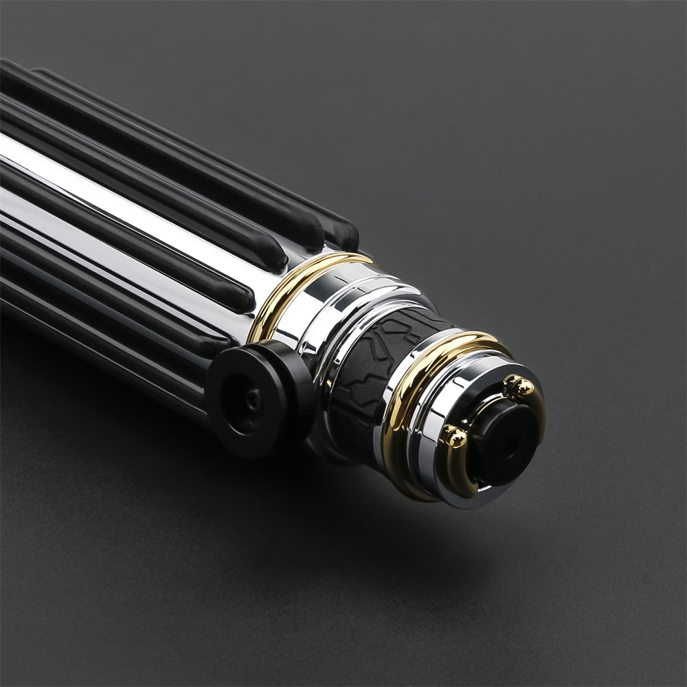 Windu Proffie lightsaber detailed view showcasing elegant design and metallic finish