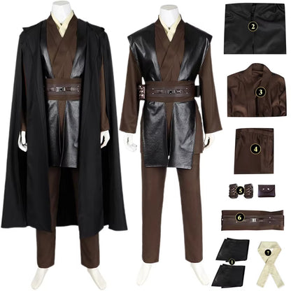 NovasaberAnakin Cosplay Jedi Costume Skywalker Vader Darth Jedi Top Pants Cloak Belt Halloween Carnival Party Outfits Men