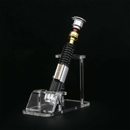 Obi EP3 lightsaber replica displayed on a clear stand for collectors and fans.