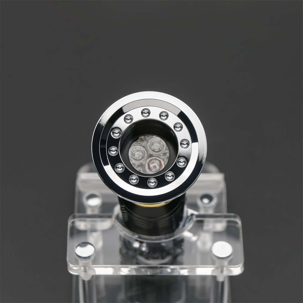 Close-up view of the Obi EP3 lightsaber replica showcasing the detailed hilt design and LED components.