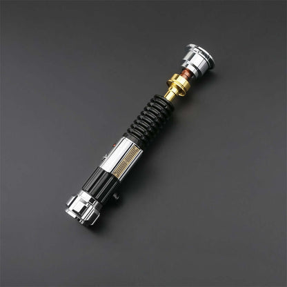 Obi EP3 lightsaber replica displayed on a black background, showcasing its detailed design.