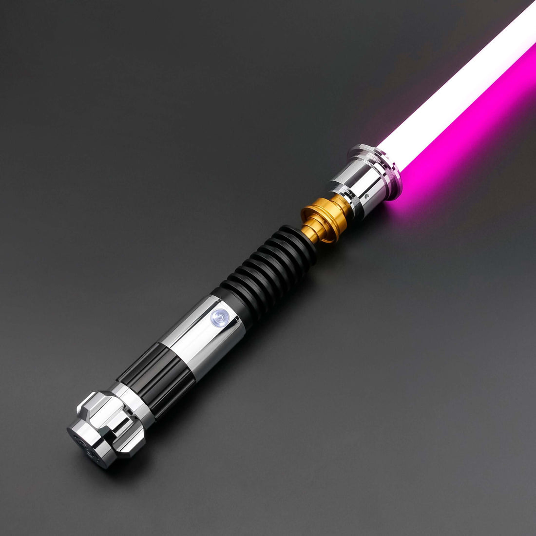 Obi-Wan Kenobi Neopixel Lightsaber with a pink blade, showcasing its sleek design and craftsmanship.