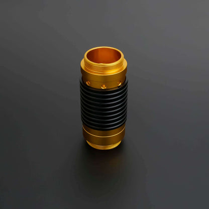 Universal quick release coupler in gold and black design for 1" diameter lightsaber handles.
