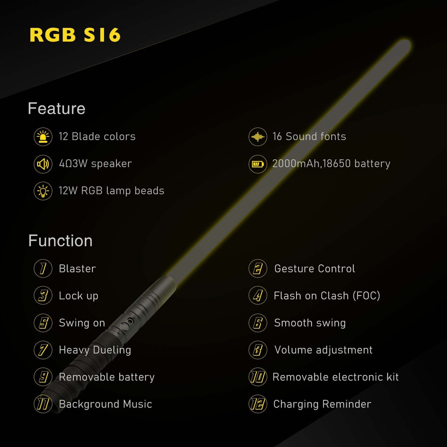 Starchaser Dual Sabers – twin frosted aluminum alloy hilts with etched emitter design for an ancient authentic feel, removable 77 cm or 92 cm polycarbonate blades, Neopixel multi-color changing core options for customizable blade effects, includes complim