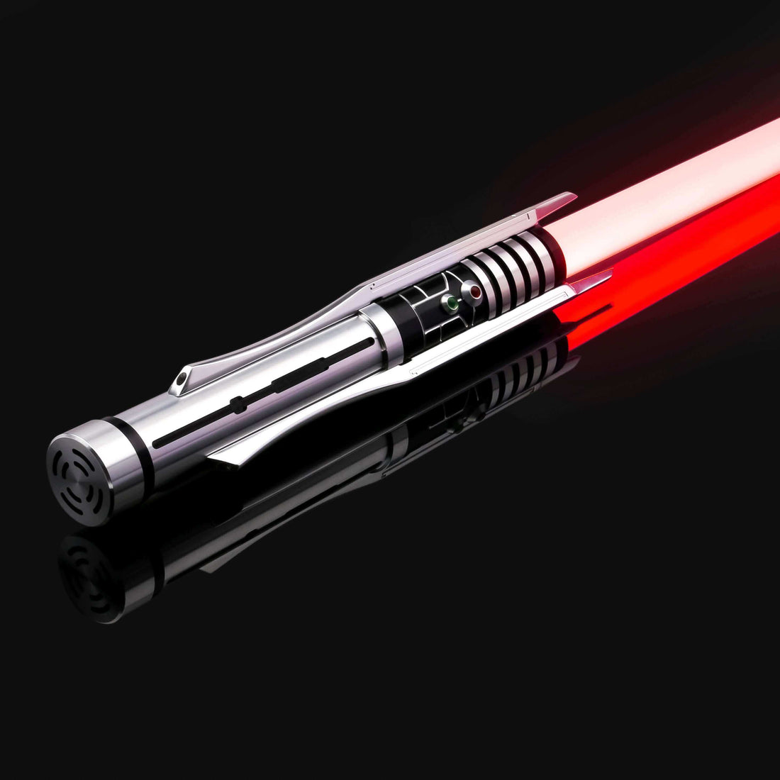 Revan V2 lightsaber featuring a sleek design and glowing red blade, perfect for collectors and cosplayers.