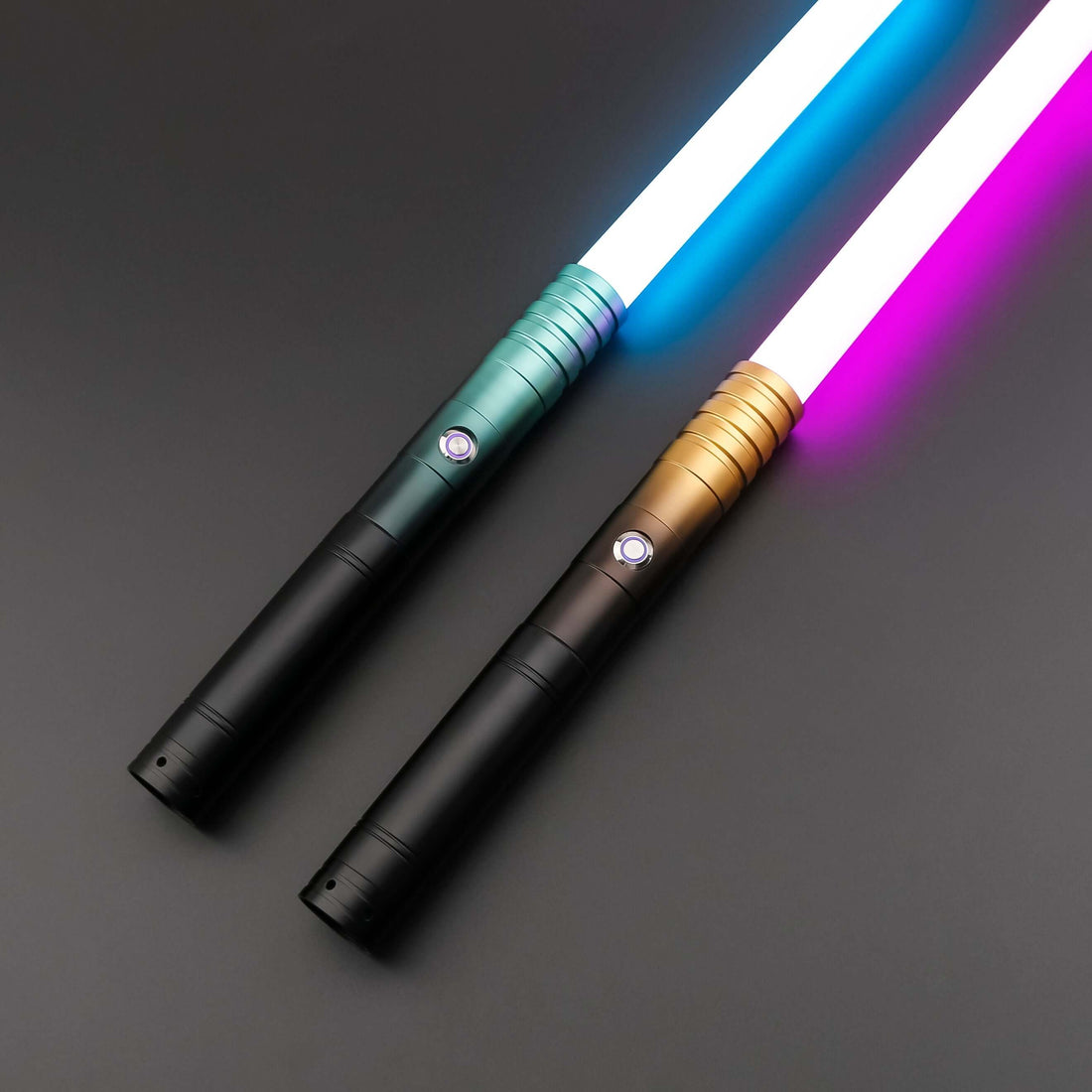 Sentinel Twin Lightsabers displayed with vibrant colors, showcasing their design and features for combat performance.