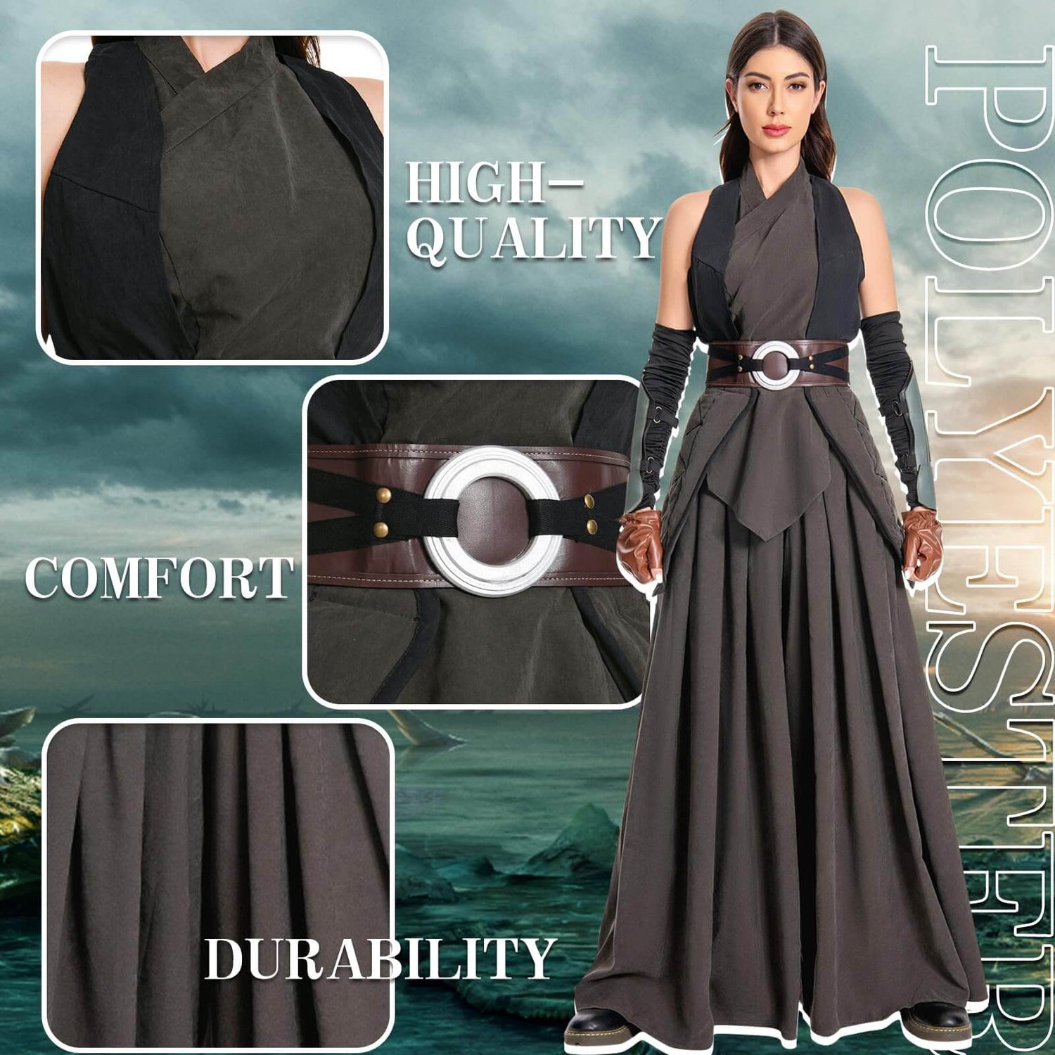 Womens Costume Cosplay Suits Full Set Outfits Adults Cape Robe Uniform Halloween