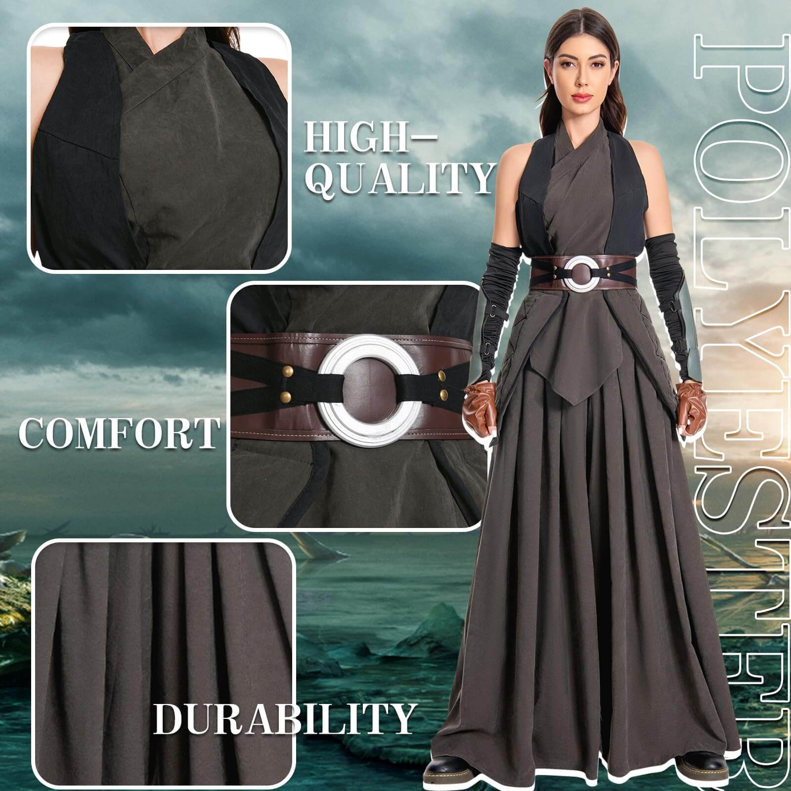 Womens Costume Cosplay Suits Full Set Outfits Adults Cape Robe Uniform Halloween