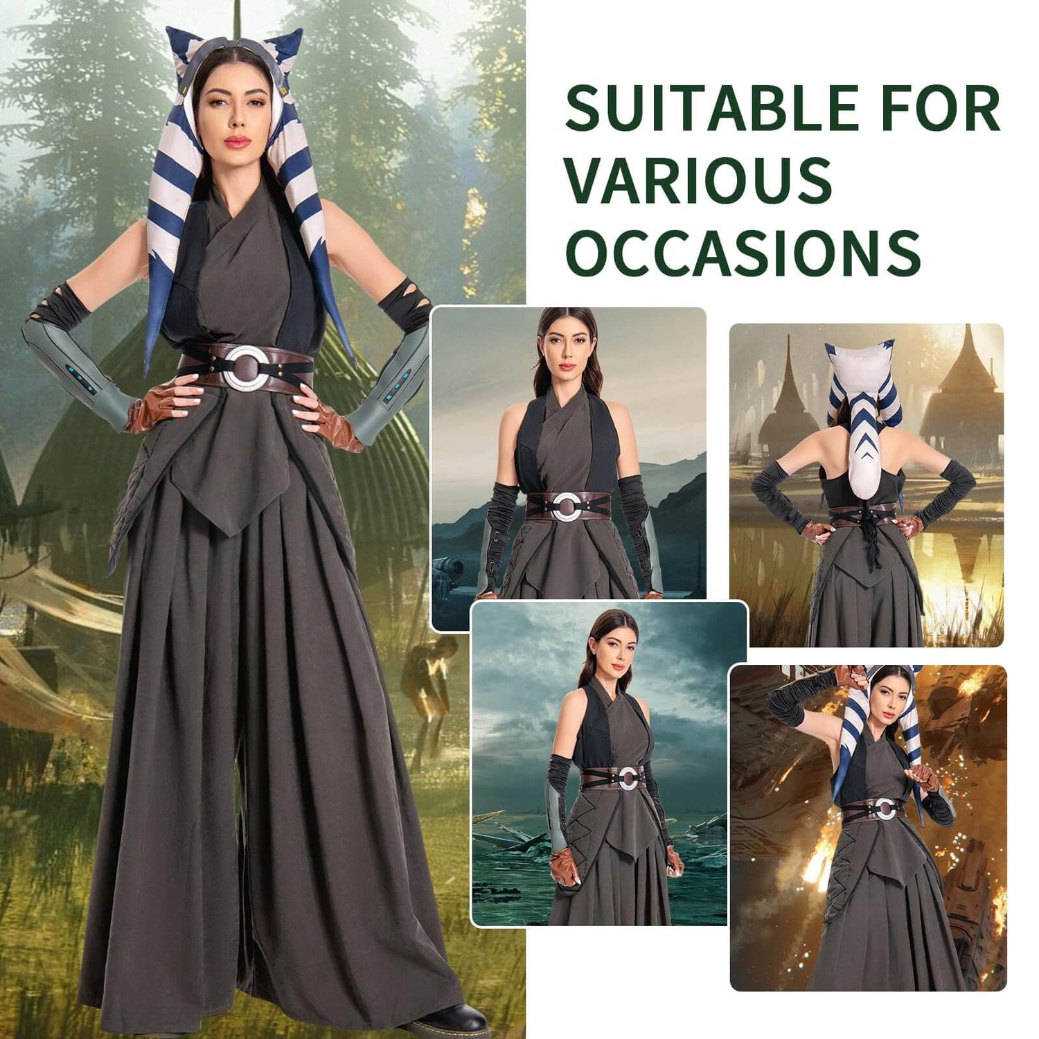Womens Costume Cosplay Suits Full Set Outfits Adults Cape Robe Uniform Halloween