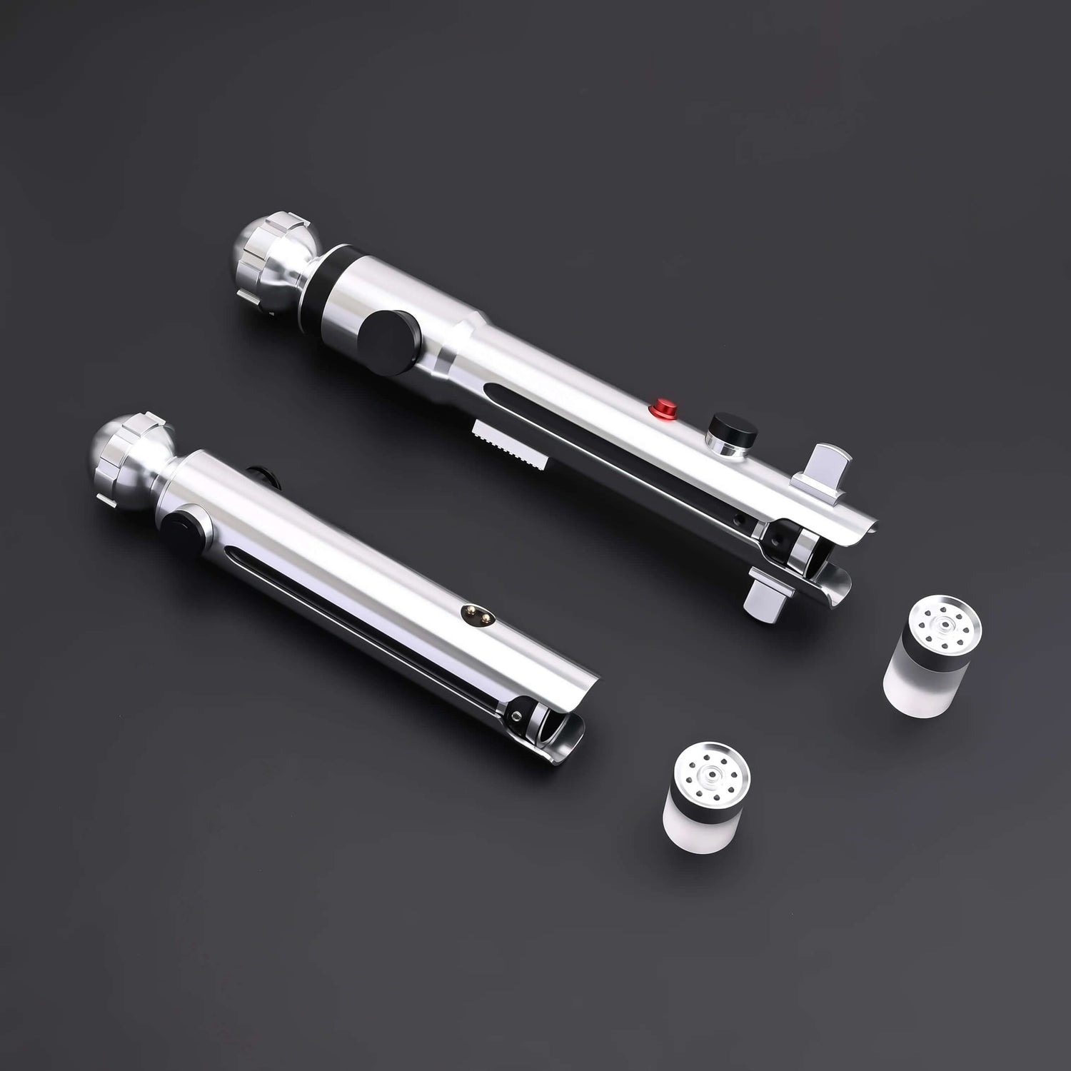 Ahsoka Tano CW lightsaber replica with sleek silver finish and minimalist hilt profile.