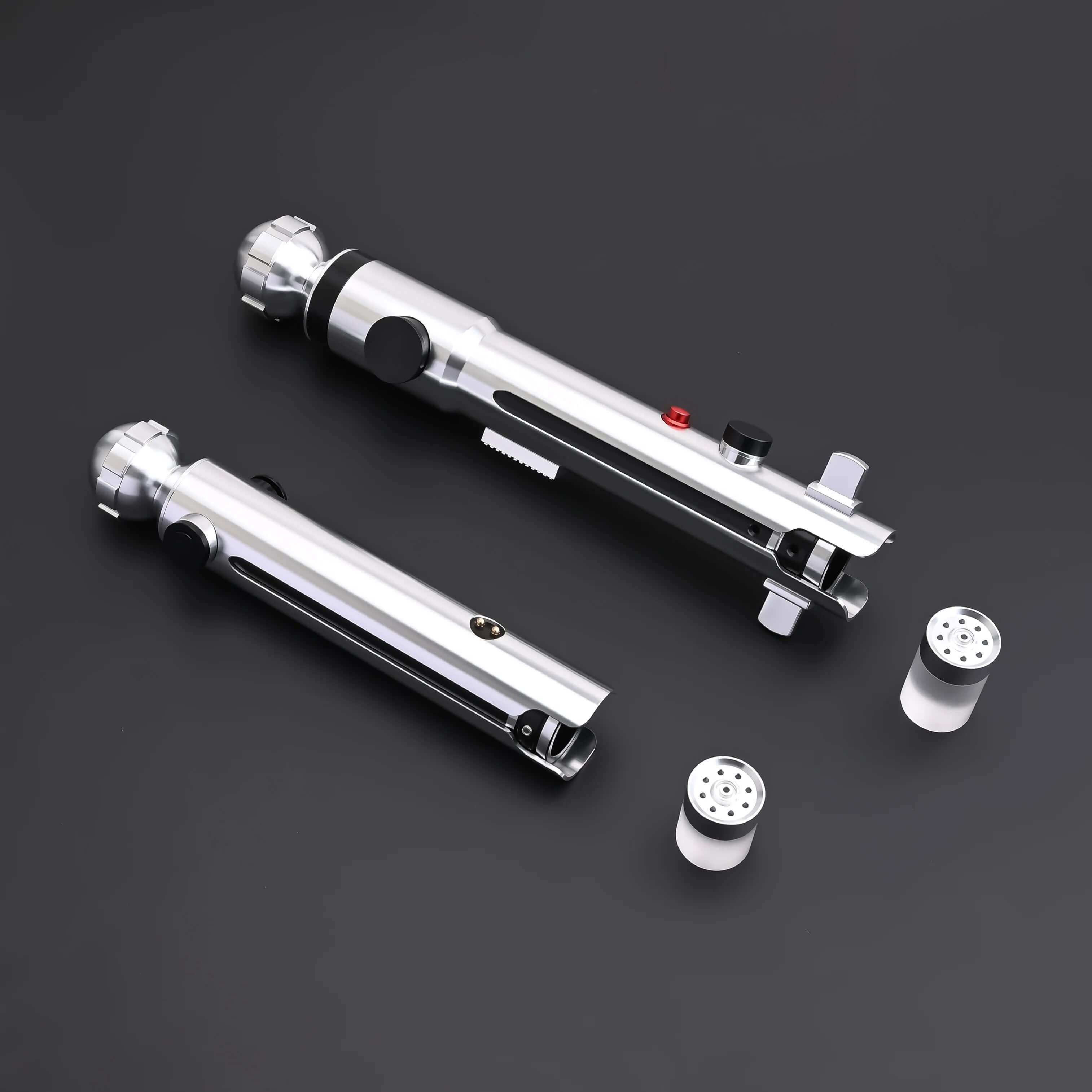 Ahsoka Tano CW lightsaber replica with sleek silver finish and minimalist hilt profile.