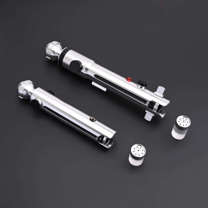 Ahsoka Tano CW lightsaber replica with sleek silver finish and minimalist hilt profile.