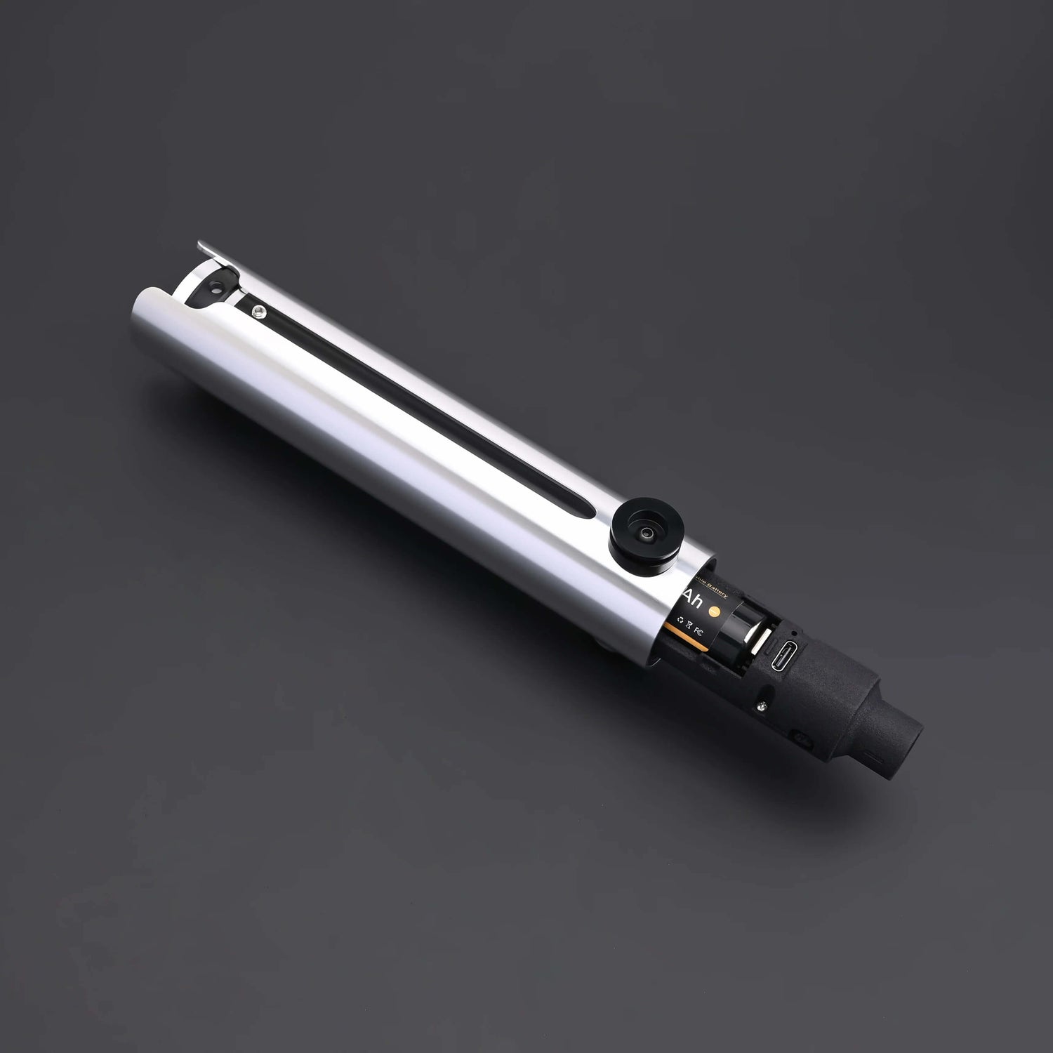 Ahsoka Tano CW lightsaber replica featuring a sleek silver finish and precision-machined hilt design.