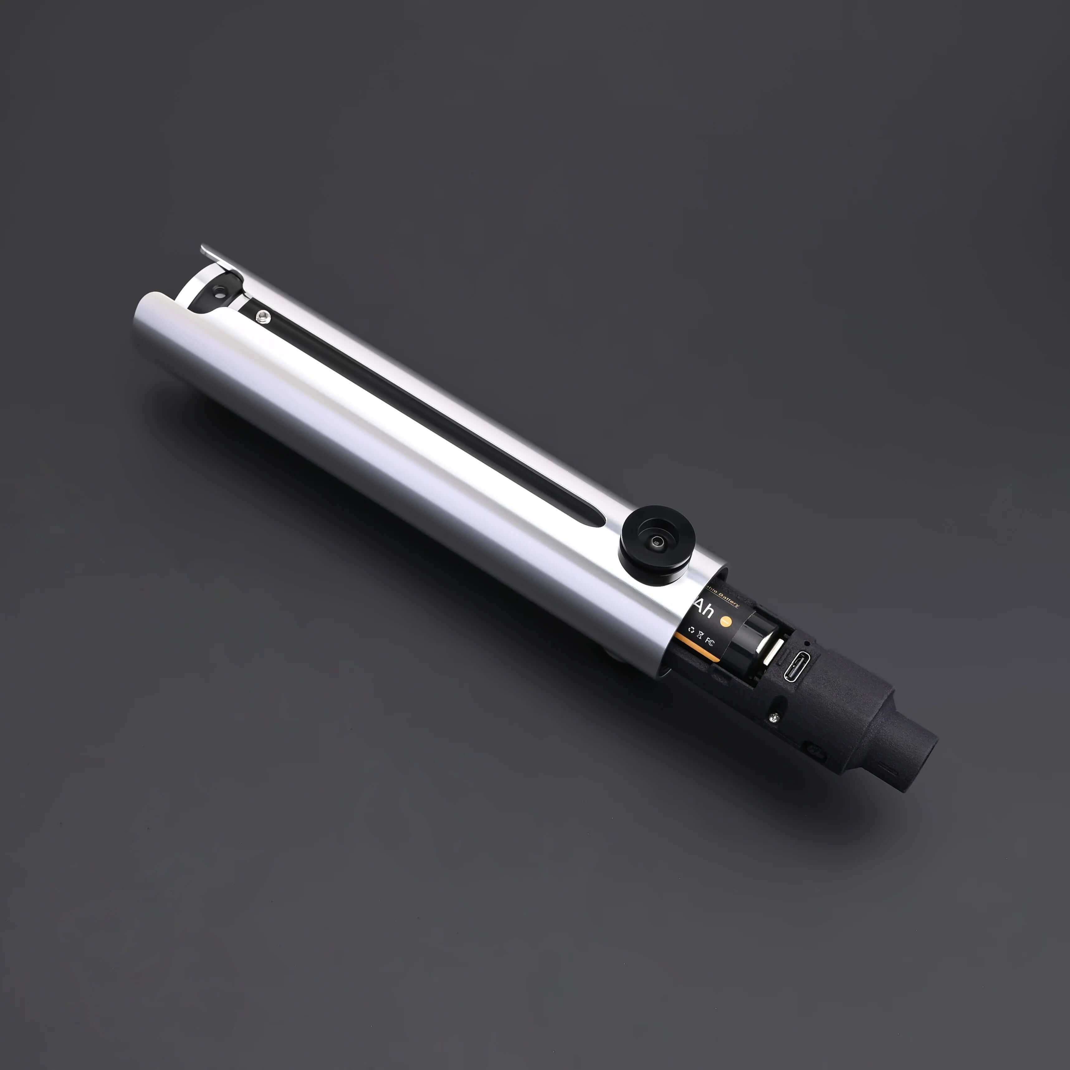 Ahsoka Tano CW lightsaber replica featuring a sleek silver finish and precision-machined hilt design.