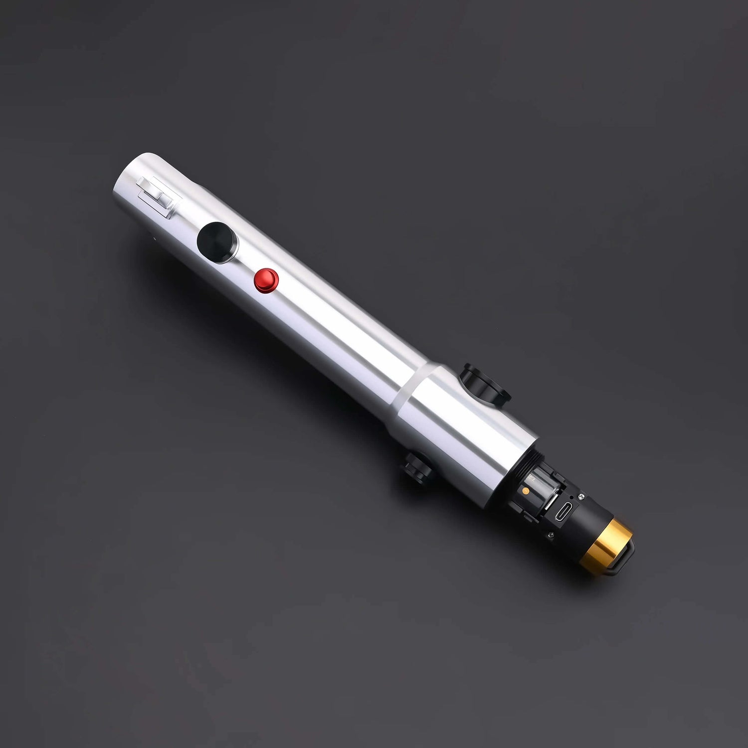 Ahsoka Tano CW lightsaber replica features a sleek silver finish and minimalist hilt design.