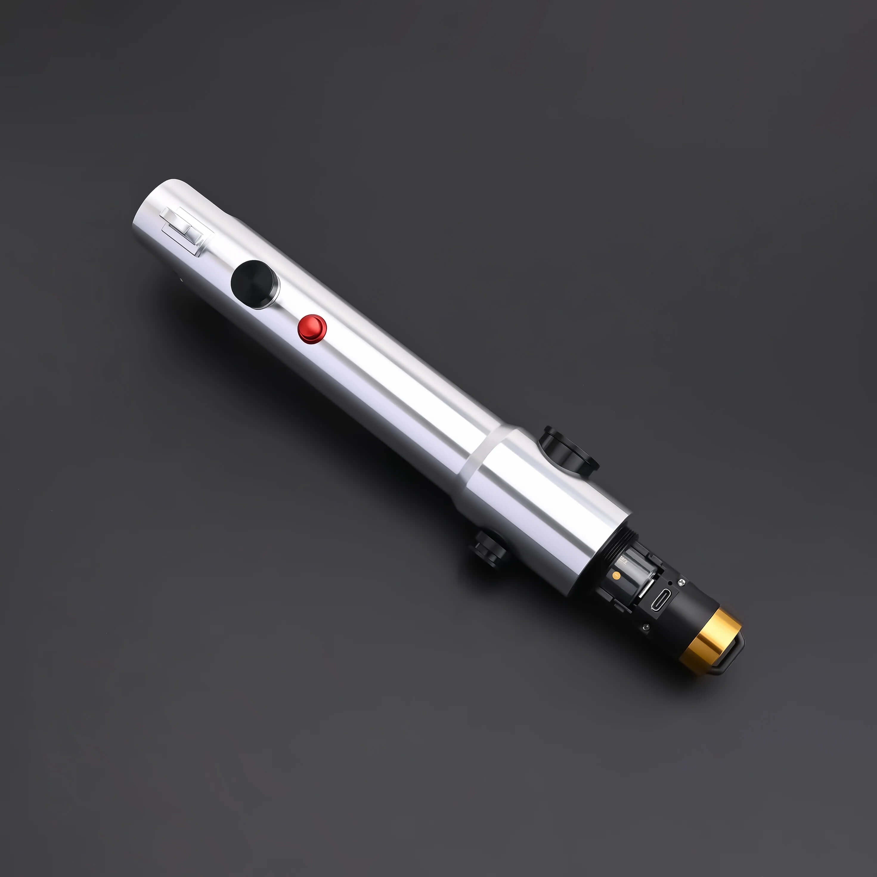 Ahsoka Tano CW lightsaber replica features a sleek silver finish and minimalist hilt design.