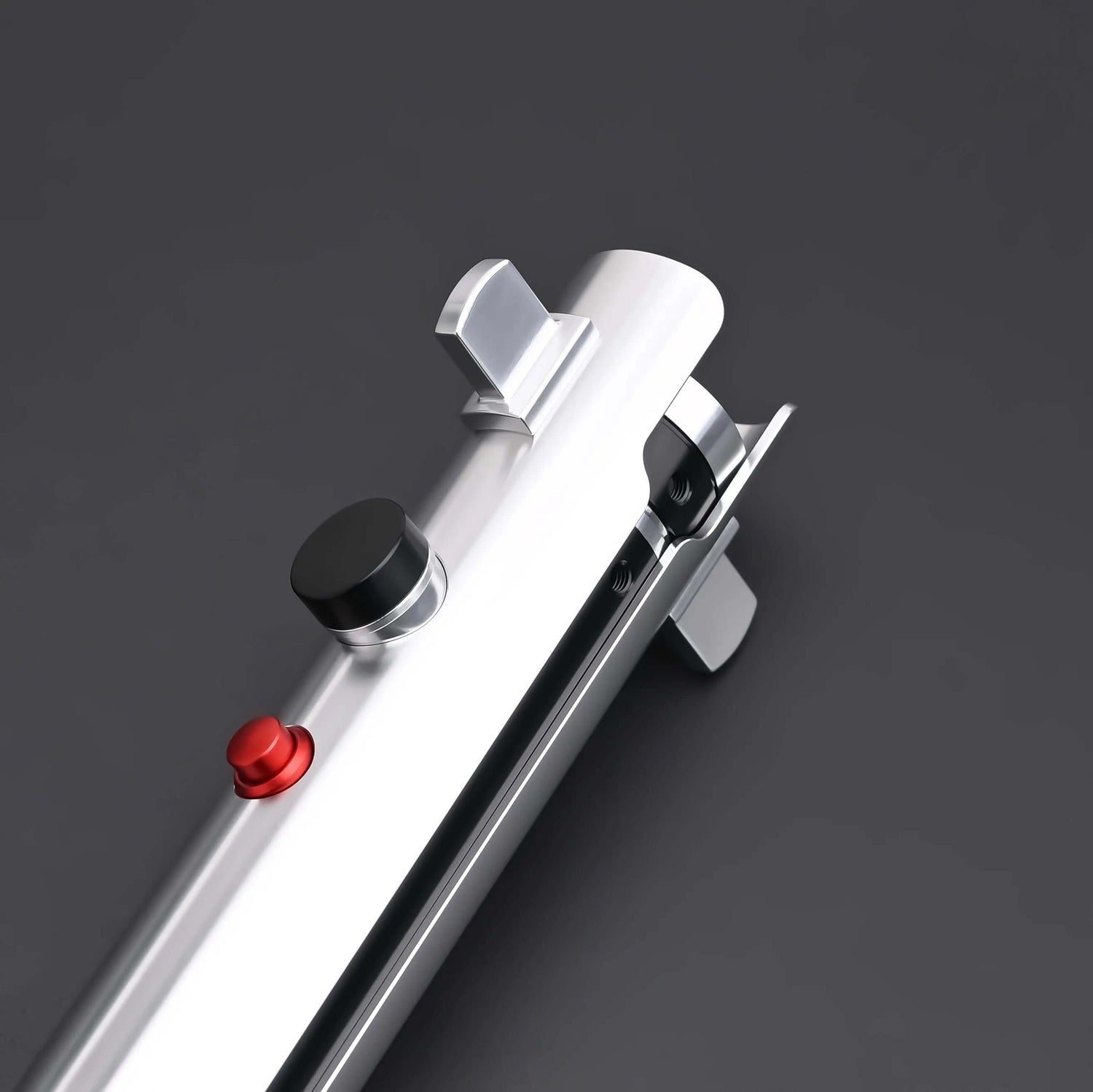 Ahsoka Tano CW lightsaber replica showing the sleek silver finish and minimalist hilt design.