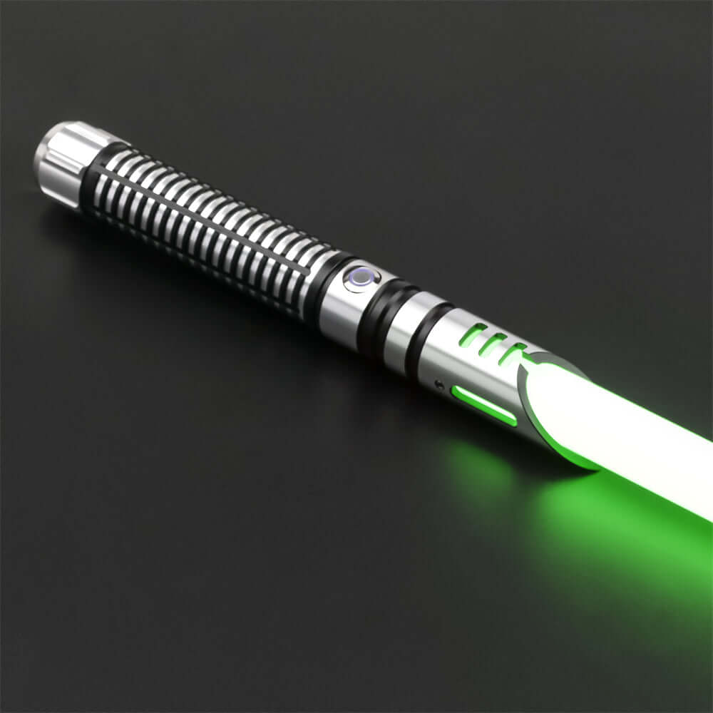 Guardian Combat Lightsaber with T6 aluminum hilt and polycarbonate blade, showcasing its durability and sleek design.
