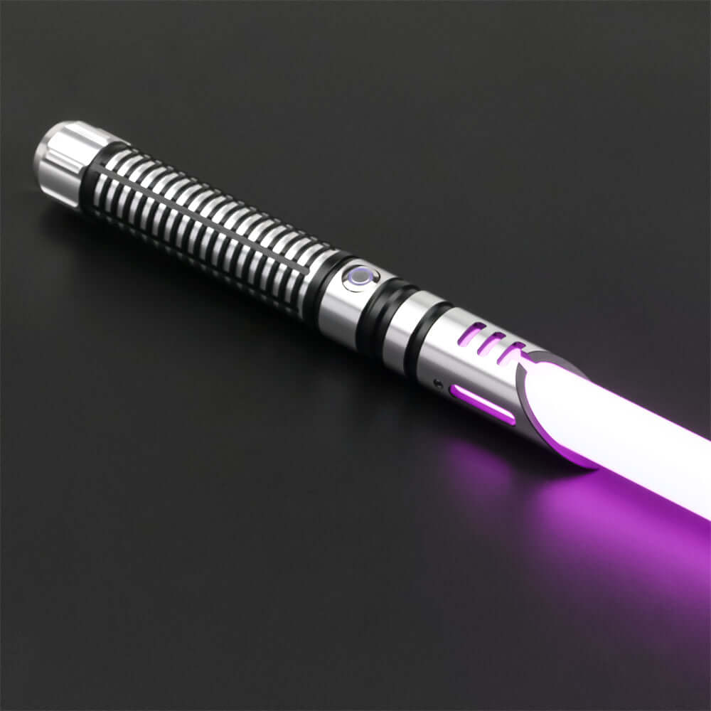 Guardian Combat Lightsaber with T6 aluminum hilt and polycarbonate blade, showcasing its durability and sleek design.