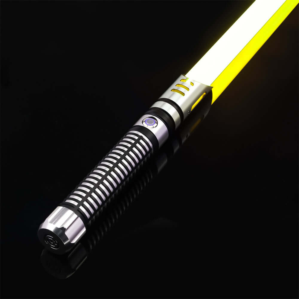 Guardian Combat Lightsaber with T6 aluminum hilt and polycarbonate blade, showcasing its durability and sleek design.