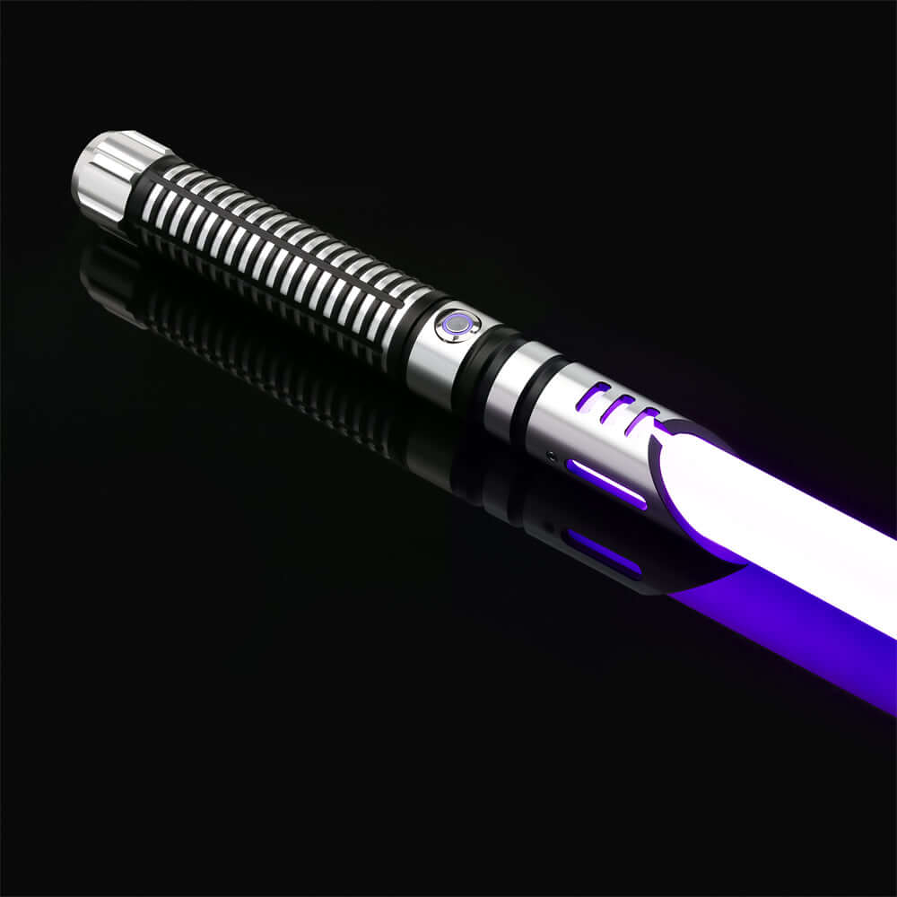 Guardian Combat Lightsaber with T6 aluminum hilt and polycarbonate blade, showcasing its durability and sleek design.