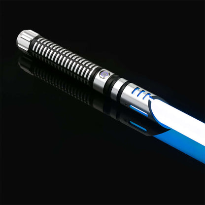 Guardian Combat Lightsaber with T6 aluminum hilt and polycarbonate blade, showcasing its durability and sleek design.
