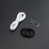 Essential tools for lightsaber maintenance kit including wires, screws, and rubber o-rings.