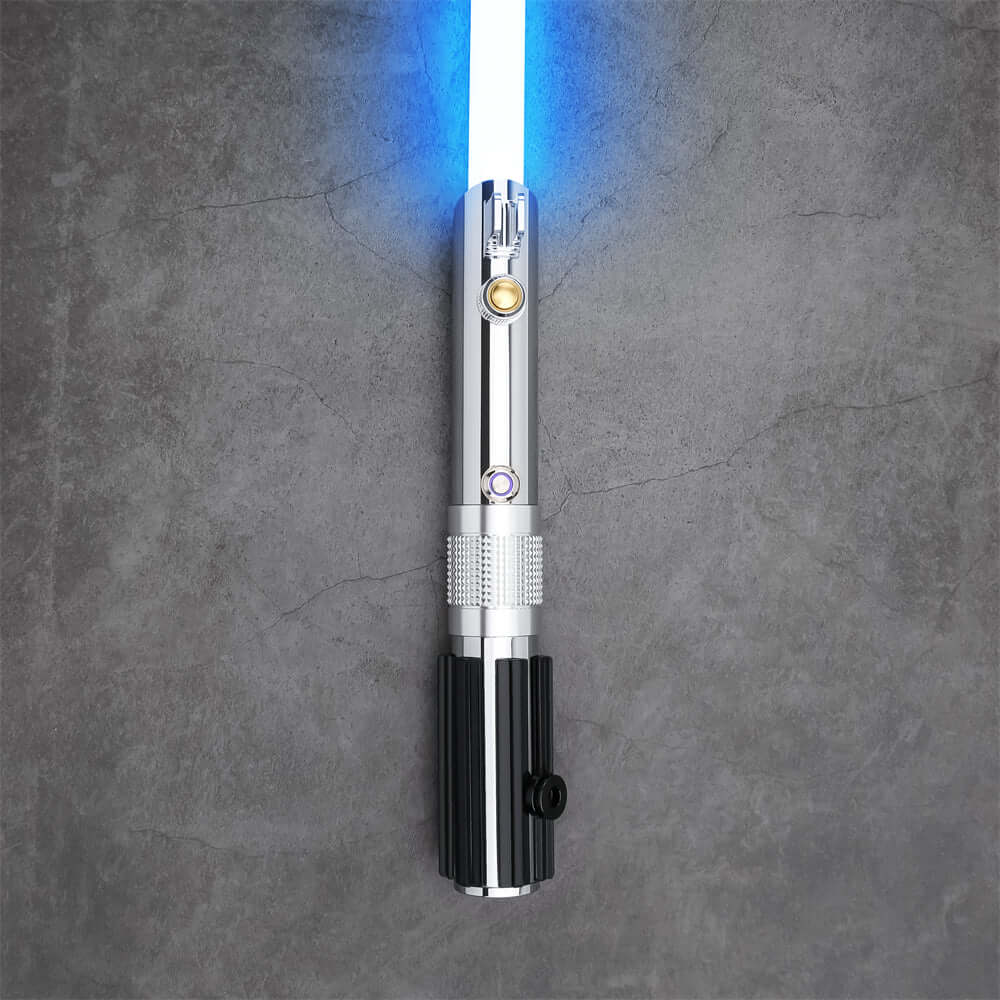 Ani SE lightsaber tunic bundle featuring a high-quality blue lightsaber on a textured gray background.