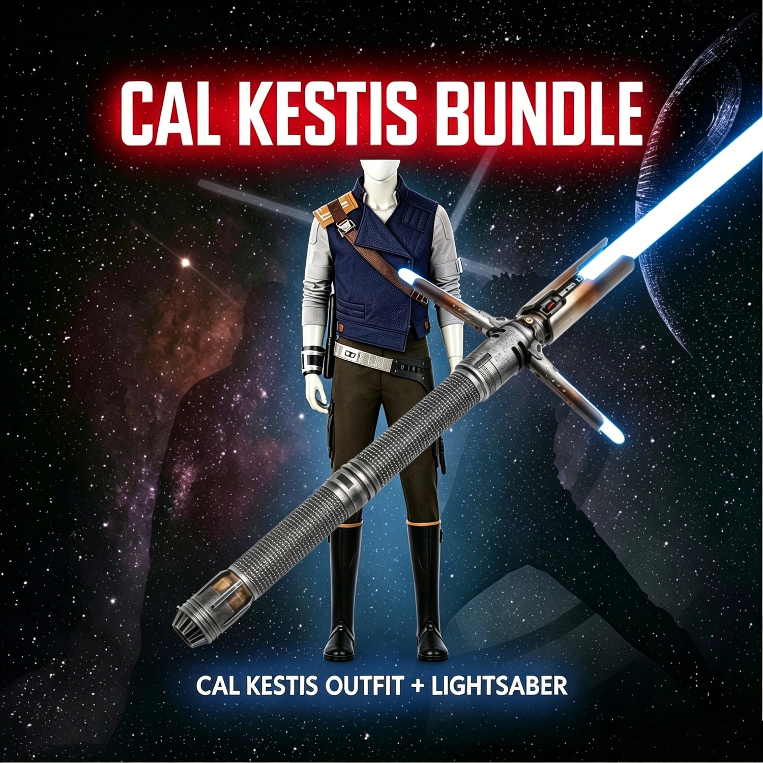 Survivor Crossguard Bundle featuring lightsaber and tactical outfit, ideal for modern explorers and collectors.