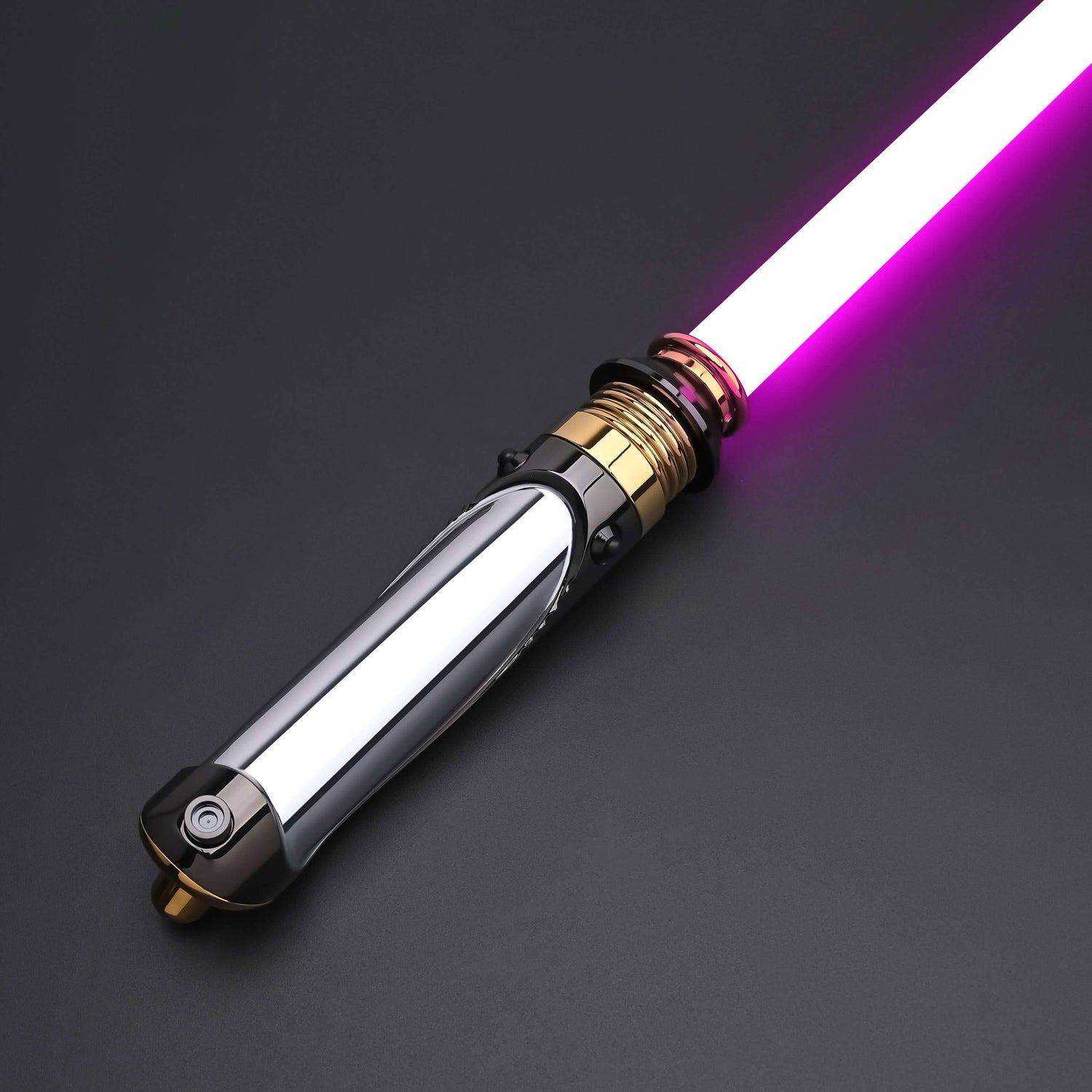 Emperor lightsaber hilt featuring a signature purple blade effect