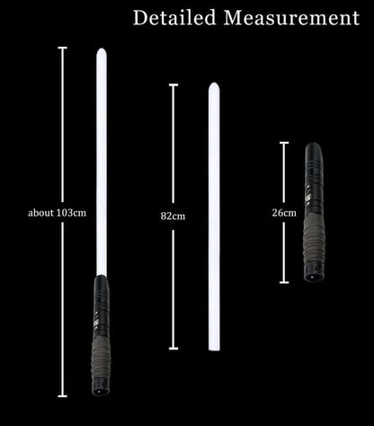 Detailed measurements of Combat lightsaber showing lengths of 103cm, 82cm, and 26cm.