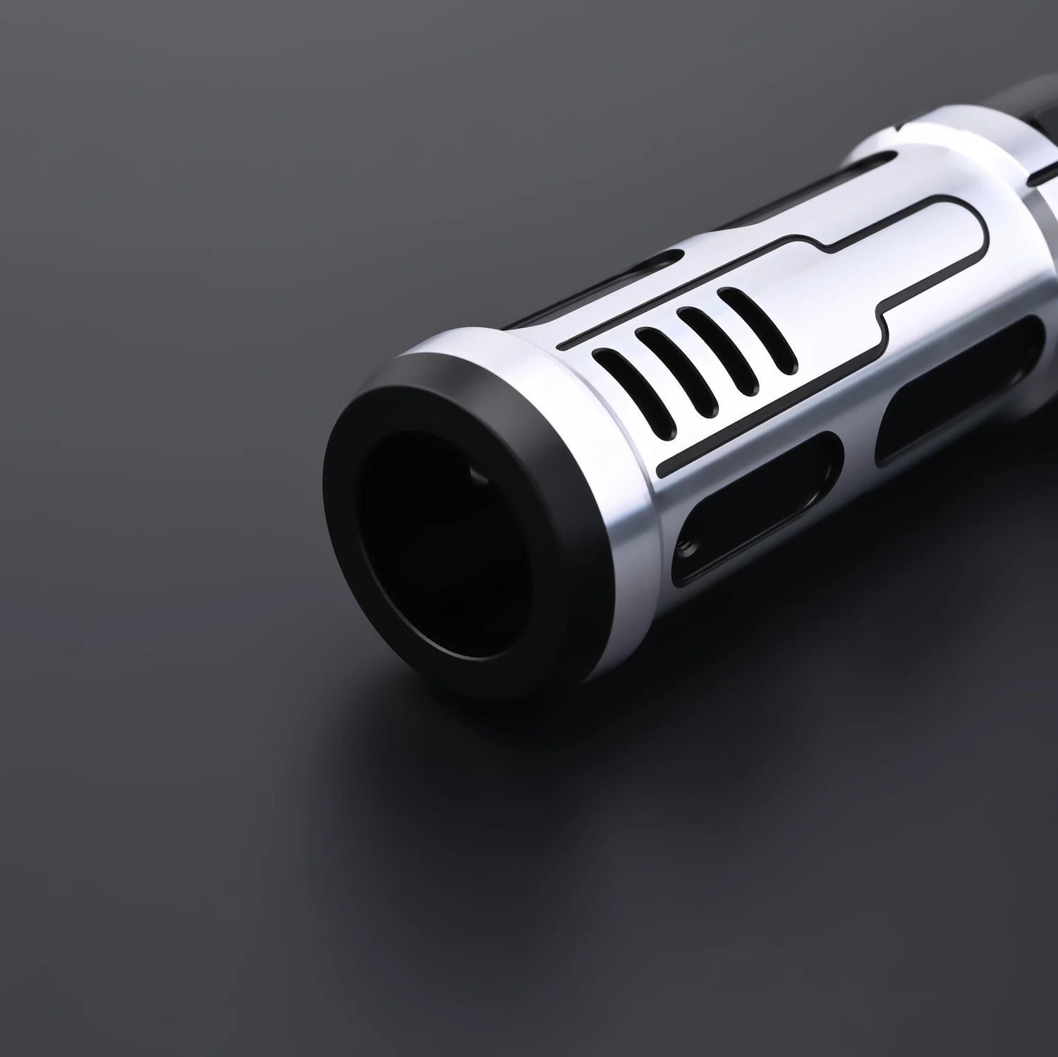 Close-up view of The Void Walker heavy dueling lightsaber&