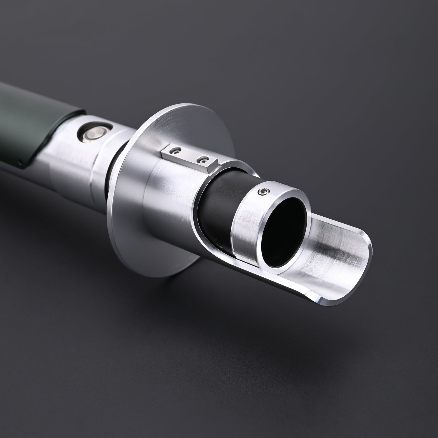 Close-up detailed view of the Kanan SE lightsaber emitter and upper hilt construction