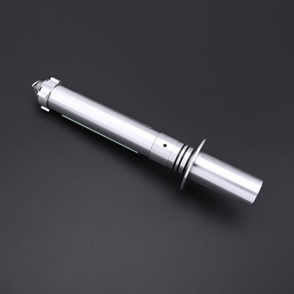 Overhead view of the Kanan SE lightsaber hilt in metallic finish without blade