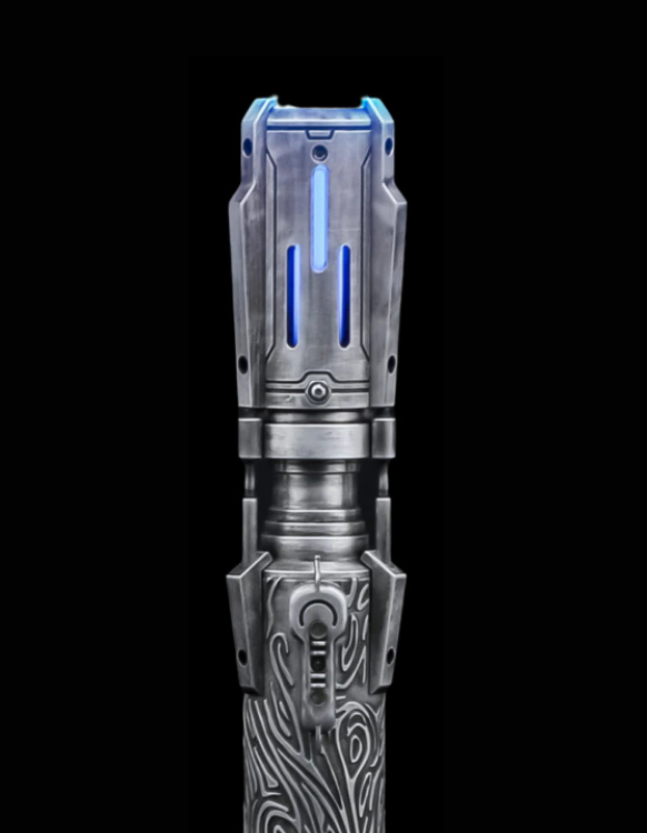 Lightsaber hilt anatomy showing the emitter, grip, and control section