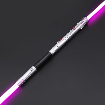 Maul-Ventress lightsaber featuring dual purple blades for tactical dueling