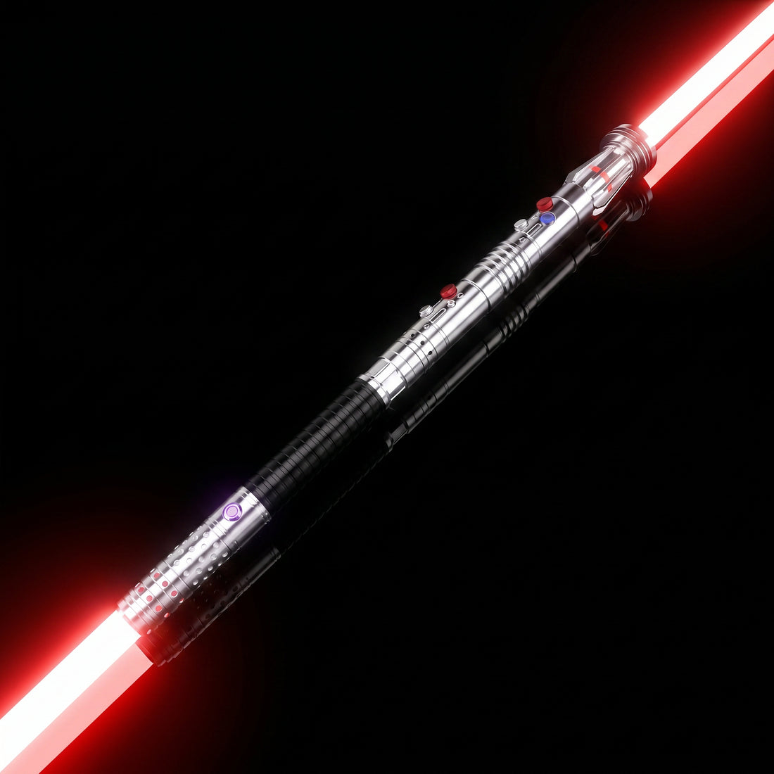 Maul-Ventress lightsaber with dual red blades ignited for combat