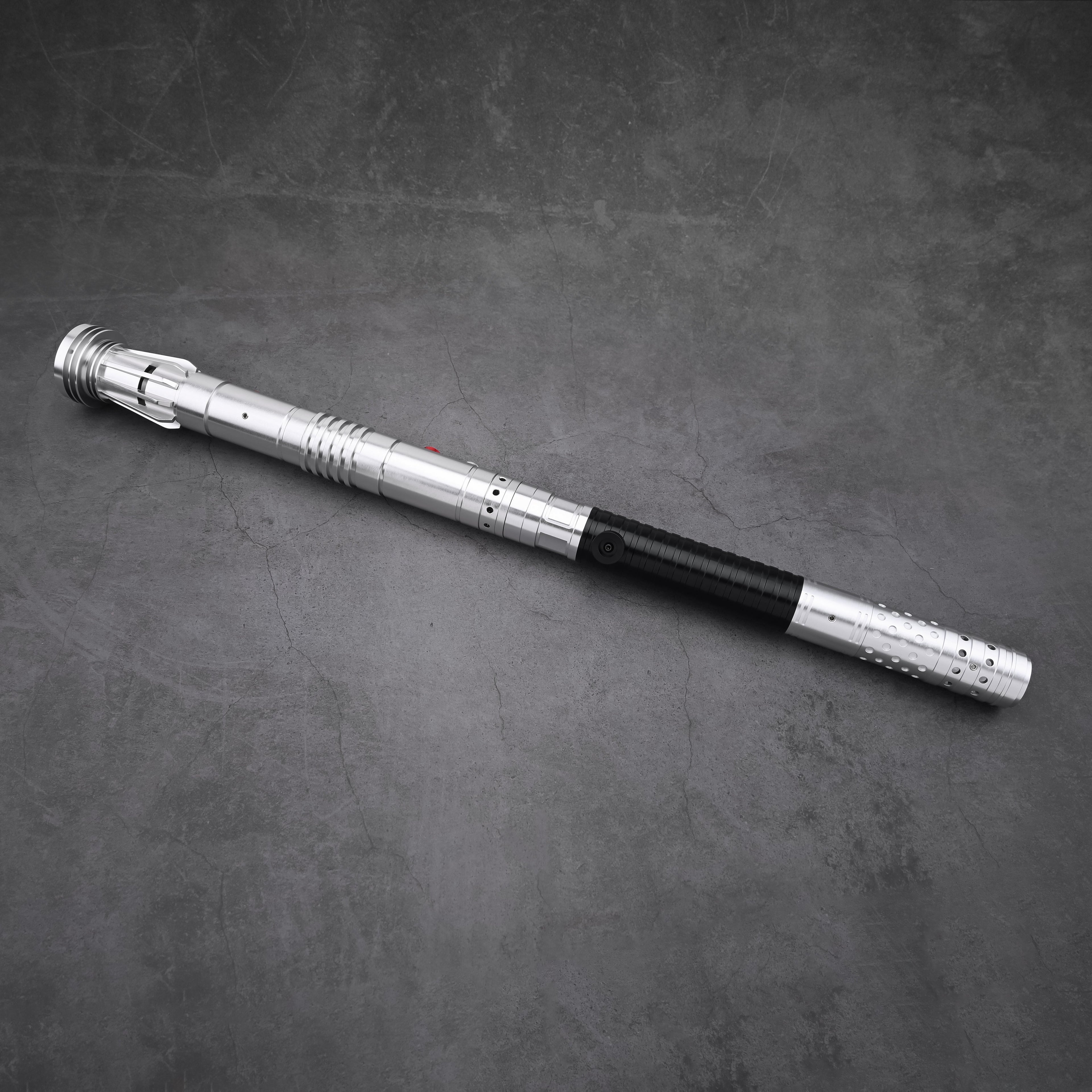 Precision-machined metal hilt detail of the Maul-Ventress lightsaber