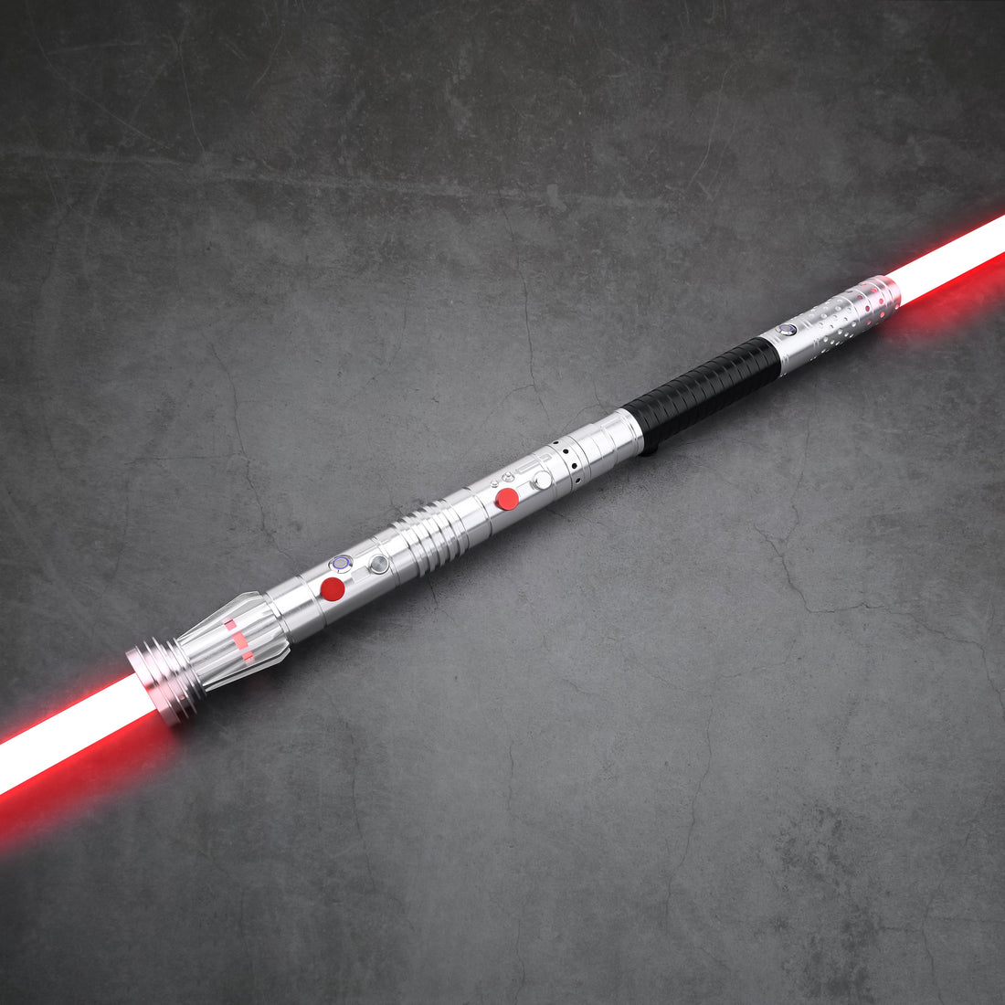 Full length view of the Maul-Ventress lightsaber featuring a sleek tactical hilt design